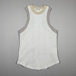 Free People We The Free White Combo Ribbed Muscle Tank Top EUC Size S